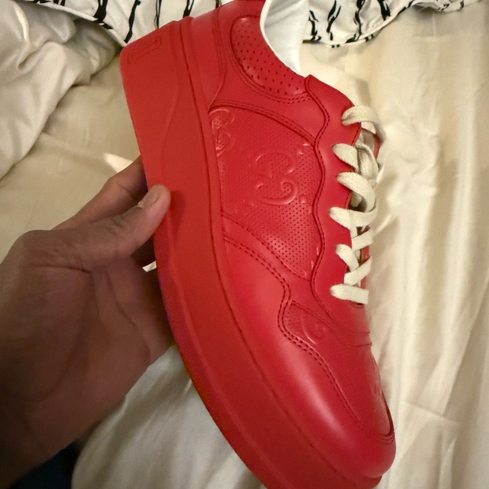 Gucci Vibrant Red Leather Sneakers